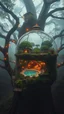 Placeholder: Bio punk.Giant Terrarium inside tree. with perfect eco system. Humans living in. Terraformed. electricity. Garden. Trees. Pool. Fog. Sony Alpha 7 50mm 1.8,medium shot, high-resolution image with fine details, citrine, ultra detailed,ultra realistic,extremely realistic,intricate,photorealistic,epic composition,masterpiece.