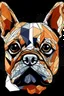 Placeholder: French bulldog face geometric cartoon waporwave