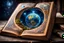 Placeholder: magical book with a portal inside showing Earth,art like painting,the portal is inside the book,the book should have ancient writings on it, DSLR camera Sony Alpha 7 50mm 1.8,medium shot,high-resolution image with fine details