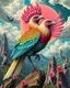 Placeholder: Lowbrow pop surrealism hallucinogenic bird of majestic beauty and glory