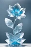 Placeholder: Hyper-realistic sculpture ice sculpture a bright ice flower in sky blue silver background