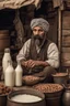 Placeholder: Turkish milk seller with a big mustache and soft beard wearing a turban in 1900 Ultra-wide angle Highly realistic precise details Detailed panoramic view Detailed distance Professional Quality 4K
