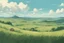 Placeholder: the plains and hills in summer. like studio ghibli