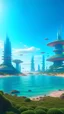 Placeholder: beautiful alien city near beach