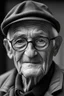 Placeholder: black and white picture, an elderly man,