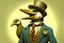 Placeholder: there is a bird wearing a hat and a coat with a tie, lofi steampunk bioshock portrait, anthro portrait, heron prestorn, dungeons and dragons style, inspired by Moebius, beautiful 3 d rendering, laughing groom, human-animal hybrid, jake parker