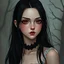 Placeholder: a pretty girl, 14 years old, black hair, red eyes, vampire, realism, stylised, serana