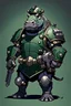 Placeholder: Young and Athletic Anthropomorphic Hippo wearing dark green colored Flak Armor and helmet from Warhammer 40k dual wielding las pistols in anime style