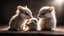 Placeholder: romantic photograph of two small furless animals in a loving relationship, halo lighting, chiaroscuro, beautiful photo