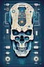 Placeholder: FLAT VECTOR LAYERED IMAGE OF CYBERNETIC SKULL PARTS IN A SCHEMATIC