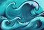 Placeholder: a background of surf waves with black linework, blue teal tones, surf culture, kawaii cute. + vector linework. swirling in bottom right. add pink and magenta graffiti lines over edges