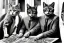 Placeholder: Mature cats are "The Beatles", playing music, street, Vienna, friendly, sunny day, model style, hyper realistic, extremely accurate, delicate, extremely detailed, Graphic novel style, wide-angle, open aperture, superfine pencil