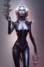 Placeholder: Pamela Anderson as evil queen in black leather, leather, busty, cleavage, angry, stern look. character design by cory loftis, fenghua zhong, ryohei hase, ismail inceoglu and ruan jia. unreal engine 5, artistic lighting, highly detailed, photorealistic, fantasy