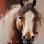 Placeholder: Masterpiece, best quality, oil painting, Henry Asencio style, Horse head portrait, white background with some splatters, rule of thirds