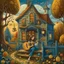 Placeholder: a painting of a house with a woman playing a guitar, a storybook illustration by Endre Bálint, behance contest winner, magic realism, storybook illustration, whimsical, detailed painting