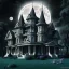 Placeholder: A mansion, trending on artstation, black and white, addams family, stormy weather, full moon, gorgeous, beautiful, magnificent, high quality