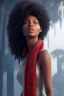 Placeholder: A portrait of a beautiful curvaceous black woman with long hair, wearing a red scarf, wizard, magical, ethereal, intricate, realistic lighting, soft lighting, Concept art by wlop, Ultra quality 8k, Ultra Realistic