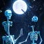 Placeholder: The Grim Reaper and the Skeleton in Tron world, discussing the future of the universe, art by Magritte and Pixar