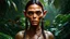 Placeholder: Plano general, hiperrealista, ultra HD, de un alien humanoide mujer, con rasgos mayas, tatuajes tribales, piel cobriza texturizada, cráneo alargado, joyas tribales ojos grandes, almendrados, pupilas redondas y oscuras, nariz pequeña y ancha, fosas nasales pequeñas, labios finos, orejas puntiagudas. fondo de la figura entorno selvático.