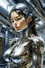 Placeholder: A digital photo by Hajime Sorayama of a beautiful cyborg girl inside a futuristic matrix.