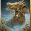 Placeholder: fantasy magic, intricate, sharp focus, illustration, highly detailed, digital painting, concept art, matte, art germ and Paul Lewin and Kehinde Wiley, masterpiece silver elephant head bronze Buddha rabbit turquoise golden waves