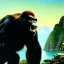 Placeholder: Drawing of 'King Kong on Skull island', painting by Earl Norem, simon Bisley,frazetta,西嘛哒, evan lee, Vallejo,kelly oil on canvas, cinematic composition, extreme detail,fit full head inside picture,8k