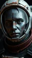 Placeholder: a 3/2 view of an astronaut his face skin is a rusted broken metallic skin texture in a 3d rendering full-height image of a grim and dark scene. Ensure the final images exhibit the utmost quality, encompassing 4K, 8K, and 64K resolutions, with 3D rendering that manifests in photorealistic, hyperrealistic, and highly detailed representations. Employ techniques such as HDR, UHD,
