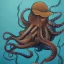 Placeholder: Deep sea diver riding a large octopus