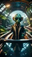 Placeholder: fish-eye of furry hairy pimp rocker priest alien on boat bridge over water slide in dark lit reflective wet jungle metallic hall dome hotel tunnel, in the style of fallout 4 game,bokeh like f/0.8, tilt-shift lens 8k, high detail, smooth render, down-light, unreal engine, prize winning