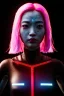 Placeholder: Medium shot body portrait, Asian cyborg woman :: symmetry photography, cyberpunk, pink hair, makeup, long line eye, light iris, :: latex coat, wires and circuits, pink, white, black :: cinematic, Ultra realistic, dark scene, soft color, highly detailed, unreal engine 5, RTX, ultra detail, 3d, finely drawn, high definition.