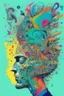 Placeholder: "Chaos Is Our Mental State"; Side Profile Of A Human Head Full Of A Chaotic Whirlwind Of Faces, Symbols, Words, And Products; Pop Art; Surrealism; Salvador Dali, Alex Pardee, Insanely Detailed; Intricate; Award-Winning; Bright Pastels