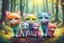 Placeholder: Cute chibi colourful Glass cat family on an excursion in the forest, may pole in style of Mariya Markina, digital painting; fantasy; very attractive; beautiful; high detail; cinematic postprocessing; acrylic art in sunshine