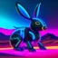 Placeholder: Neon Cyber-Tech icons in Metallic 3D Rendered Form. This image has been Generated by Generative Ai. Explore the surreal landscape of the desert as a futuristic twist on the icons emerges. Rendered in 3D, this cyber-tech bunny takes on a metallic form, adorned with neon accents that shimmer against the barren desert backdrop. With its hi-tech features and cybernetic design, this icons presents an intriguing juxtaposition of tradition and