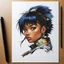 Placeholder: Masamune Shirow style African Kawaii an oversized spiral notebook page