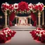 Placeholder: Hyper Realistic Beautiful Traditional Wedding Stage decorated with Red & White roses at Night