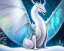 Placeholder: mdjrny-v4 style, a white dragon with fairy-like transparent glowing and sparkly wings standing in snow, full body, silver and teal background, glowing soft and smooth wings, realistic, highly detailed intricately detailed, shiny snowy background, soft studio lighting, trending on artstation, by artist "Julie Bell", by artist "Greg Rutkowski"