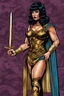 Placeholder: The super-heroine Cleopatra Rambo wearing crushed velvet,by artist "Ingrid Umber",by artist "Sienna Lamberts"