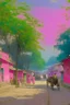 Placeholder: A pink sparkling Indian town painted by Claude Monet