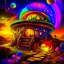 Placeholder: A radtastic amazeballs rainbow glowing, (((mushroom cottage))) erected atop a (grassy cliff), surrounded with imaginative (((spiraling space))), contrasted by the stark hues of a (nebulous space scape), . captured by the hand a skilled master painter with a focus on (softly textured compositions and voluminous lighting).