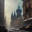 Placeholder: Prague abandoned city centre,Wenceslas Square, postapocalyptic, Greg Rutkowski