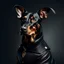 Placeholder: crear un personaje de un perro negro de raza doberman que es un general aleman con su vestimenta en forma de caricatura