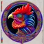 Placeholder: alien rooster deep colors kente