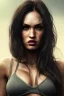 Placeholder: Megan Fox portrait, dark foggy city, 8k resolution, high-quality, fine-detail, digital art, detailed matte, volumetric lighting, dynamic lighting, photorealistic