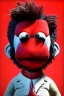 Placeholder: Waist up muppet Portrait, Nicolás maduro muppet doll, mustache, photo studio, red background, unreal engine 5, concept art, art station, ray tracing, lumen lighting, ultra detail, volumetric lighting, 3d.