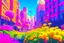 Placeholder: sunny day, flowers, epic, sci-fi, retrowave city