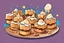 Placeholder: deep fried cheesecake bites, clean vector style, bold outline