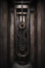 Placeholder: dark old fashioned pulley elevator from the inside no background