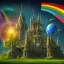 Placeholder: Realm of witches, septagram, strange trees, rainbows, wiccan castle on horizon, water made of glass, sun moon and planets with stars in the sky