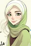 Placeholder: Simple drawing , Girl,،beautiful, blonde , ، wears a hijab ، write Bella , cartoon style ، Bella