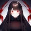 Placeholder: portrait anime vampire, long hair, red eyes, noble black robe, Blood, background Gothic castle, hyper detailed, intricately detailed, gothic, ambiguous lines image, flat dimensional style, flat lines, rough drawing --ar 2:3